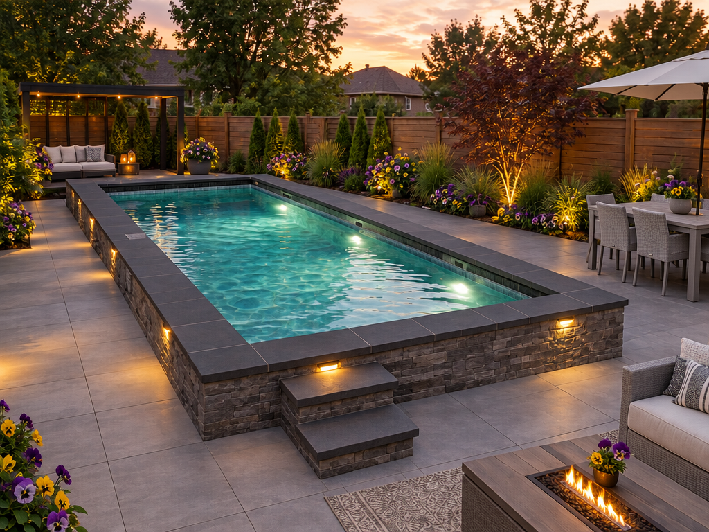 Semi-Inground Rectangular Swimming Pools design 1
