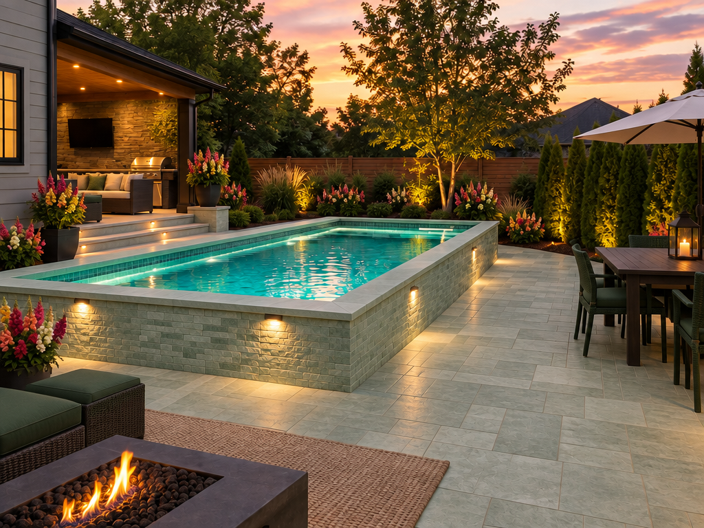 Semi-Inground Rectangular Swimming Pools design 2
