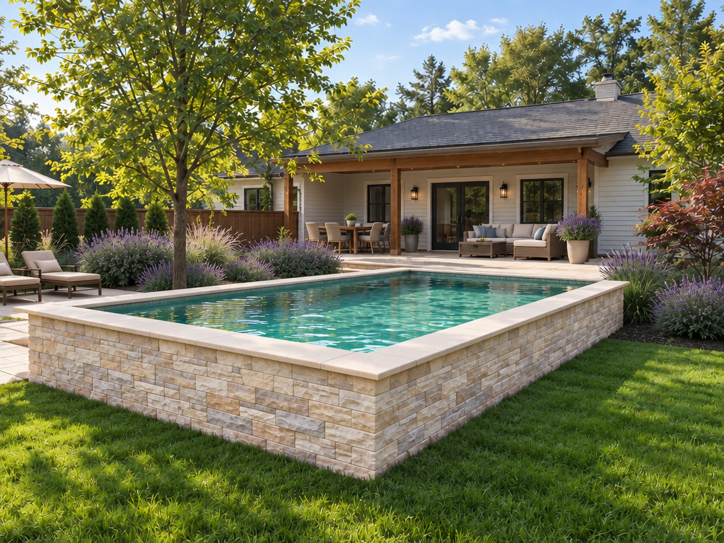 Semi-Inground Rectangular Swimming Pools design 4