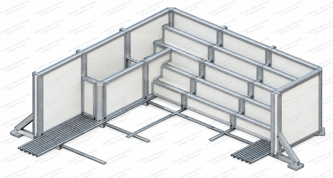 Stadium Stairs with Bench. Standard Variant. Above Ground Version