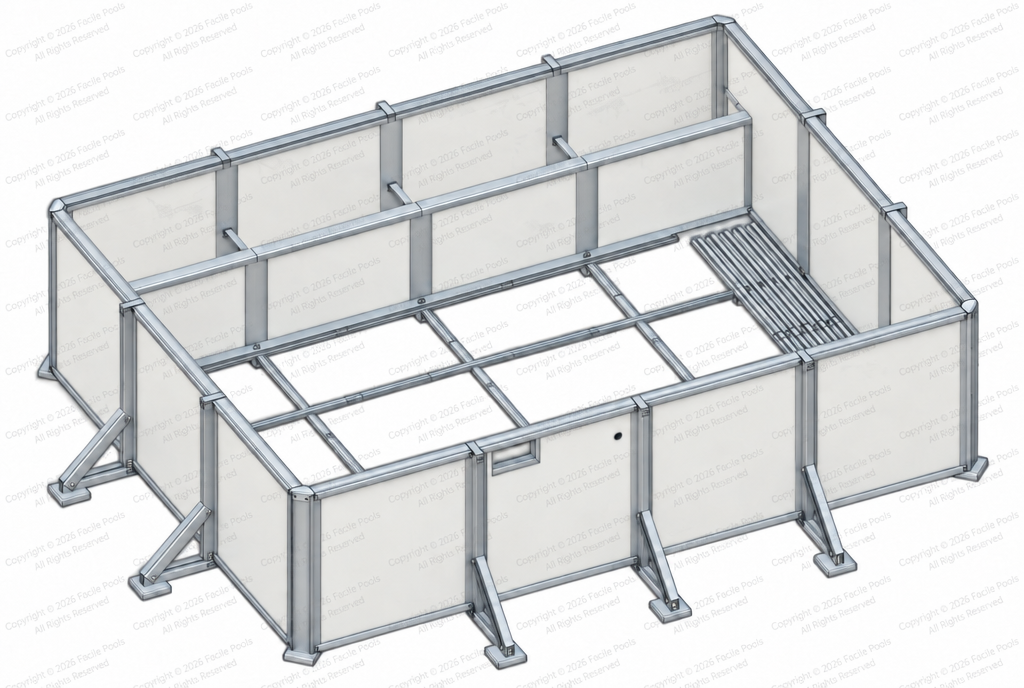 Wall-To-Wall Bench. Standard Variant. Above-Ground Version